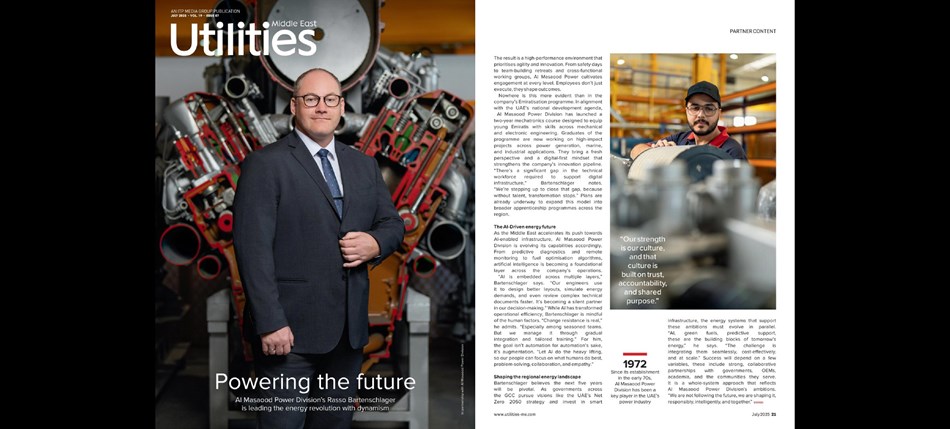 Rasso Bartenschlager featured in the cover of Utilities Middle East and among the Power 50 list for the Utilities industry